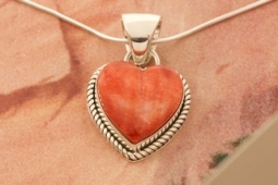 Artie Yellowhorse Genuine Spiny Oyster Shell Sterling Silver Heart Pendant